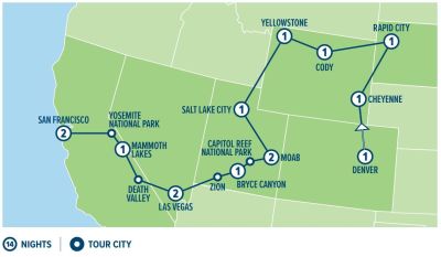 Map showing the Tour regions